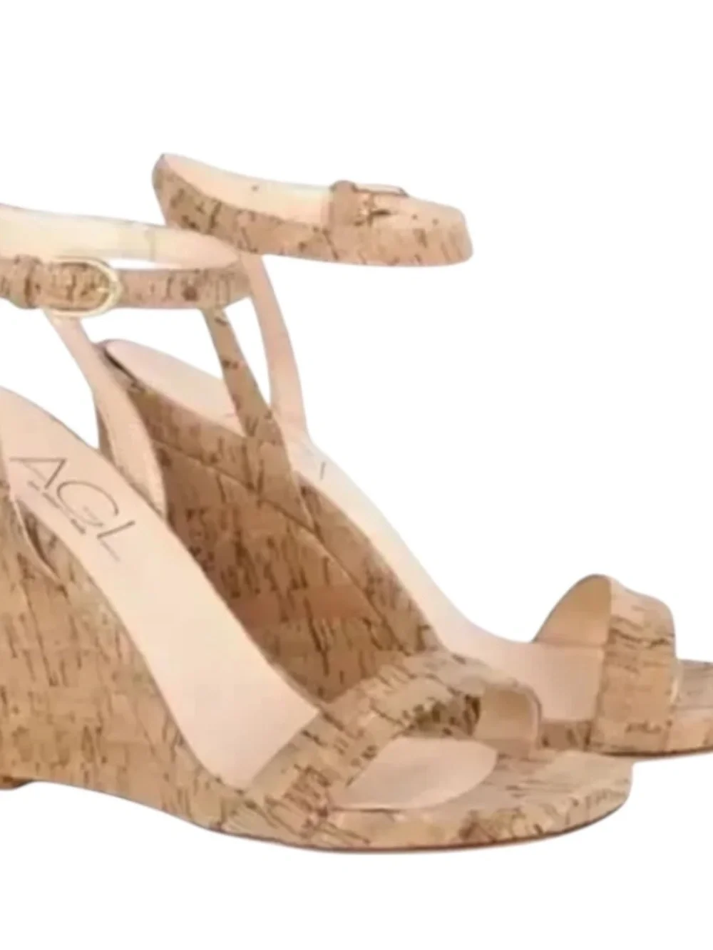 AGL Demi Natural Cork Ankle Strap Wedge Sandals EU 38.5 US 8.5